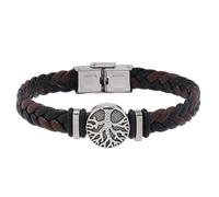 HUIANGLIYG Mens Life Tree Braided Leather Bracelet Handmade Twist Woven Wristband with Clasp Vintage Viking Cuff Bangle Father'S Day Birthday Jewelry Gifts for Him Dark Brown 19Cm