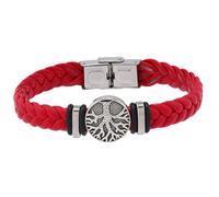 HUIANGLIYG Mens Life Tree Braided Leather Bracelet Handmade Twist Woven Wristband with Clasp Vintage Viking Cuff Bangle Father'S Day Birthday Jewelry Gifts for Him Wine Red 19Cm