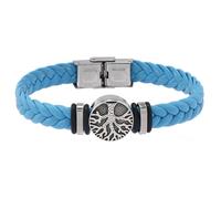 HUIANGLIYG Mens Life Tree Braided Leather Bracelet Handmade Twist Woven Wristband with Clasp Vintage Viking Cuff Bangle Father'S Day Birthday Jewelry Gifts for Him Blue 19Cm