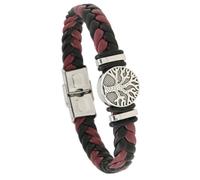 HUIANGLIYG Mens Life Tree Braided Leather Bracelet Handmade Twist Woven Wristband with Clasp Vintage Viking Cuff Bangle Father'S Day Birthday Jewelry Gifts for Him Black and Red 21Cm