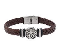 HUIANGLIYG Mens Life Tree Braided Leather Bracelet Handmade Twist Woven Wristband with Clasp Vintage Viking Cuff Bangle Father'S Day Birthday Jewelry Gifts for Him Brown 23Cm
