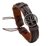 HUIANGLIYG Mens Life Tree Leather Bracelet Adjustable Handmade Braided Leather Wristbands Vintage Viking Bangle Wristband Christmas Jewelry Birthday Gifts for Him Brown