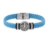 HUIANGLIYG Mens Life Tree Leather Bracelet Handmade Braided Leather Wristbands with Buckle Vintage Viking Bangle Wristband Christmas Birthday Gifts for Him Blue 20.5Cm