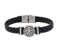 HUIANGLIYG Mens Life Tree Leather Bracelet Handmade Braided Leather Wristbands with Buckle Vintage Viking Bangle Wristband Christmas Birthday Gifts for Him Black 21Cm