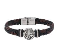 HUIANGLIYG Mens Life Tree Leather Bracelet Handmade Braided Leather Wristbands with Buckle Vintage Viking Bangle Wristband Christmas Birthday Gifts for Him Black Brown 20.5Cm