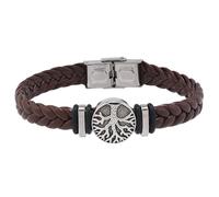 HUIANGLIYG Mens Life Tree Leather Bracelet Handmade Braided Leather Wristbands with Buckle Vintage Viking Bangle Wristband Christmas Birthday Gifts for Him Brown 21Cm