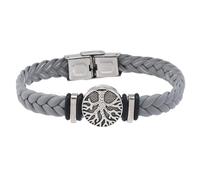 HUIANGLIYG Mens Life Tree Leather Bracelet Handmade Braided Leather Wristbands with Buckle Vintage Viking Bangle Wristband Christmas Birthday Gifts for Him Gray 20.5Cm