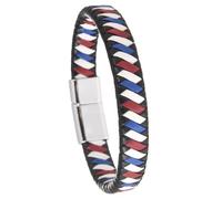 HUIANGLIYG Mens Multi-Layer Leather Bracelet Unisex Hand-Braided Cuff Bangle Wristband With Magnetic Clasp Color Block Leather Wrap Bracelets For Dad Boyfriend Husband Colorful 21 Cm