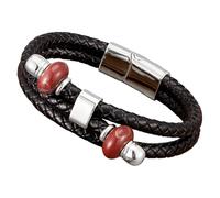 HUIANGLIYG Men'S Natural Stone Leather Bracelet Multilayer Braided Black Leather Cuff Bracelet With Magnetic Clasp Western Boho Jewelry For Men Women On Birthday Valentine'S Day White 7 23 Cm