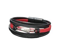 HUIANGLIYG Men'S Retro Arrow Leather Bracelet Multi-Layer Braided Handmade Wristband with Magnetic Clasp Vintage Viking Cuff Bangle Fashion Jewelry Gift for Him Red 20Cm