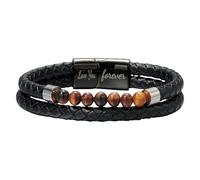 HUIANGLIYG Men'S Tiger Eye Protection Bracelet From Mom Natural Stone Beaded Cuff Bangle Unisex Wrap Wristband Engarved With Love You Forever Jewelry Gift For Men To My Brother 21 Cm