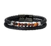 HUIANGLIYG Men'S Tiger Eye Protection Bracelet From Mom Natural Stone Beaded Cuff Bangle Unisex Wrap Wristband Engarved With Love You Forever Jewelry Gift For Men To My Uncle 21 Cm