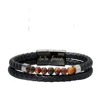 HUIANGLIYG Men'S Tiger Eye Protection Bracelet From Mom Natural Stone Beaded Cuff Bangle Unisex Wrap Wristband Engarved With Love You Forever Jewelry Gift For Men To My Love 21 Cm