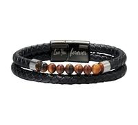 HUIANGLIYG Men'S Tiger Eye Protection Bracelet From Mom Natural Stone Beaded Cuff Bangle Unisex Wrap Wristband Engarved With Love You Forever Jewelry Gift For Men To My Son 21 Cm