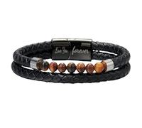 HUIANGLIYG Men'S Tiger Eye Protection Bracelet From Mom Natural Stone Beaded Cuff Bangle Unisex Wrap Wristband Engarved With Love You Forever Jewelry Gift For Men To My Soulmate 21 Cm