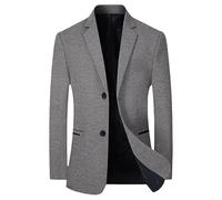 HUIANGLIYG Mens Tweed Blazer Vintage Herringbone Wool Blend Suit Jacket 2 Button Notch Lapel Sport Coat Slim Fit Business Casual Men Suit Blazer for Autumn Winter Dark Gray XL