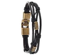 HUIANGLIYG Mens Vintage Leather Wrist Bangle Multi Strand Leather Rope Braided Bracelet with Buckle Personalized Retro Cowhide Wristband Viking Jewelry Gift for Him Black 21.5Cm