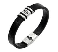 HUIANGLIYG Mens Womens Zodiac Constellation Leather Bracelet Classic Engraved 12 Zodiac Sign Handmade Wristband Retro Nameplate Horoscope Bracelet Gift for Birthday Cancer Zodiac 19.5Cm