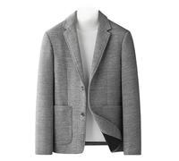 HUIANGLIYG Mens Wool Blend Blazer Jacket Vintage Herringbone Blazer Notch Lapel Winter Tweed Coat with Pockets Casual Business Windproof Overcoat for Autumn Winter Light Gray S