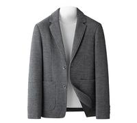 HUIANGLIYG Mens Wool Blend Blazer Jacket Vintage Herringbone Blazer Notch Lapel Winter Tweed Coat with Pockets Casual Business Windproof Overcoat for Autumn Winter Dark Gray Xs