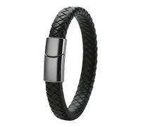 HUIANGLIYG Men'S Woven Leather Bracelet With Magnetic Clasp Cool Black Brown Wrist Bracelet Minimalist Unisex Cuff Wristband Fashion Men'S Accessories Jewelry Gifts Black 2 19 Cm