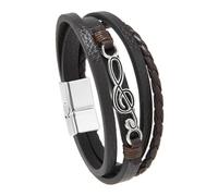 HUIANGLIYG Music infinity Leather Bracelet for Men Multi-Layer Braided Wrap Wristband with Magnetic Clasp Vintage Punk Cuff Bangle Gift for Boyfriend Brother Music Enthusiasts Coffee 20Cm