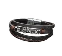HUIANGLIYG Music Note Leather Bracelet for Men Multi-Strand Braided Wrap Wristband with Magnetic Clasp Vintage Celtic Knot Leather Bracelet Thoughtful Gift for Dad Husband Son Coffee 21Cm