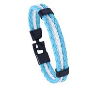 HUIANGLIYG National Flag Pu Leather Bracelets For Men Women Handmade Double Layers Braided Leather Bracelet With Black Clasp Jewelry Gifts For Dad Boyfriend Son Argentina 21 Cm