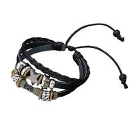 HUIANGLIYG Stars Beaded Multilayer Braided Wristband Vintage Boho Hippie Aesthetic Cuff Wrap Leather Bracelets Fairy Grunge Bracelet Western Jewelry Gifts Y2K Accessories Black 19 Cm