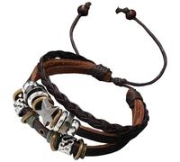 HUIANGLIYG Stars Beaded Multilayer Braided Wristband Vintage Boho Hippie Aesthetic Cuff Wrap Leather Bracelets Fairy Grunge Bracelet Western Jewelry Gifts Y2K Accessories Brown 19 Cm