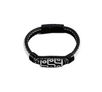 HUIANGLIYG Tibetan Nine Eyed Dzi Bead Bracelet Handmade Braided Genuine Leather Bracelets for Men Women Retro Ethnic Style Ceramic Wristband Amulet Jewelry Gift Black Buckle 23Cm