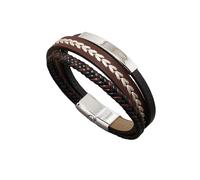 HUIANGLIYG Trendy Embroidery Leather Bracelets for Women Men Multi-Layer Braided Leather Rope Wristband Simple Handmade Bracelet for Couple Friendship Jewelry Birthday Gift Coffee 21Cm