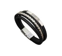 HUIANGLIYG Trendy Embroidery Leather Bracelets for Women Men Multi-Layer Braided Leather Rope Wristband Simple Handmade Bracelet for Couple Friendship Jewelry Birthday Gift Black 21Cm