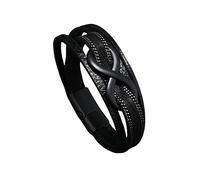 HUIANGLIYG Two Tone Leather infinity Bracelet for Men Multi Layer Braided Wristband with Magnetic Clasp infinity Symbol Charm Bracelet Vintage Casual Jewellery Gift for Him Black 22Cm