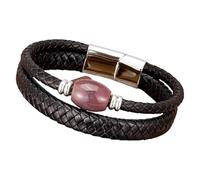 HUIANGLIYG Unisex Braided Leather Bracelet With Natural Stone Gemstone Vintage Magnetic Closure Multilayer Cuff Wristband Trendy Jewelry Gift For Men Women White 2 21 Cm