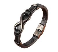 HUIANGLIYG Unisex Leather Infinity Bracelet With Clasp Black Brown Braided Leather Infinity Knot Bracelets Rope Wristband Inspirational Jewelry Gifts For Men Women Black 21 Cm