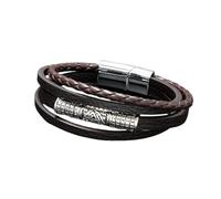 HUIANGLIYG Valknut Symbol Leather Bracelet for Men Multi-Layer Braided Wrap Wristband with Magnetic Clasp Viking Jewelry Gift for Dad Husband Boyfriend, Thoughtful Gift for Dad Coffee 22Cm