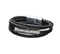 HUIANGLIYG Vintage Viking Valknut Leather Bracelet for Men Handmade Braided Multi-Strand Wristband with Magnetic Clasp Thoughtful Gift for Dad Father Husband Son Boyfriend Black 22Cm