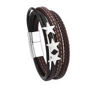 HUIANGLIYG Y2K Star Multi-Layer Leather Wristband Bracelet Punk Gothic Star Layered Bracelets For Women Men Aesthetic Grunge Bangle Gift Shiny Millennium Y2K Jewelry Coffee 21 Cm