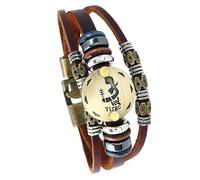 HUIANGLIYG Zodiac Leather Wrap Bracelet For Men Women Retro Multi-Layer Brown Leather Bracelet With Beads Boho Cuff Wristband Astrology Jewelry Gift For Horoscope Lovers Virgo 21 Cm