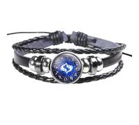 HUIANGLIYG Zodiac Signs Spirit Bracelet Adjustable 12 Constellation Leather Wristband Multilayer Black Leather Wrap Bracelets Birthday Jewelry Gifts For Women Men Pisces
