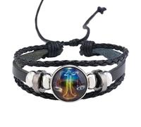 HUIANGLIYG Zodiac Signs Spirit Bracelet Multilayer Adjustable 12 Constellation Leather Bracelets For Women Men Handmade Woven Glow In The Dark Jewelry For Constellation Lover Libra 21 Cm