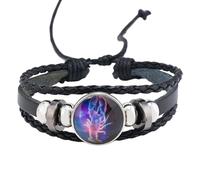 HUIANGLIYG Zodiac Signs Spirit Bracelet Multilayer Adjustable 12 Constellation Leather Bracelets For Women Men Handmade Woven Glow In The Dark Jewelry For Constellation Lover Cancer 21 Cm
