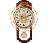 Huianpen European Wall clock,Mute silent quiet Creative Living room Bedroom Retro Swing Quartz Wall clock-C 43 * 27cm