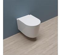 Huibathroom Bathroom Rimless Round Wall Hung Toilet Pan with UF Slim Soft Close Seat