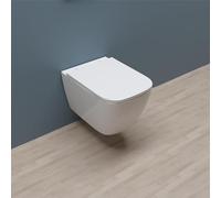 Huibathroom Bathroom Rimless Square Wall Hung Toilet Pan with UF Soft Close Seat