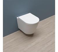 Huibathroom Bathroom Rimless Wall Hung Toilet Soft Close Seat WC White Ceramic