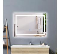 Huibathroom LED Bathroom Mirror,3 LED Colors,Adjustable Brightness,Anti-fog,Memory Function,Wall-mounted, 70x50cm