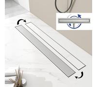 Huibathroom Linear Shower Drain 60cm, 2 in1 Double-sided Tile Insert Stainless Steel Invisible Bathroom Floor Drain Set with Odor Stop and Hair Strainer, 360 ° Rotate