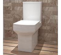 Huibathroom Modern White Ceramic Close Coupled Toilet Soft Close Seat Cistern Bathroom WC